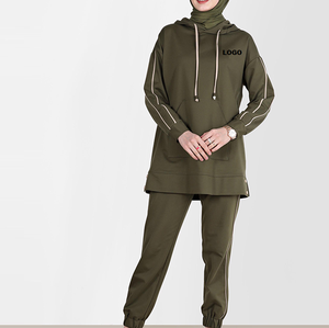 <b>Islamic</b> Clothing Best Seller Hoodie Tracksuits Women Muslim OEM Service Terry Woven Autumn Females Elongated Modest Track Suits - Product Image 3