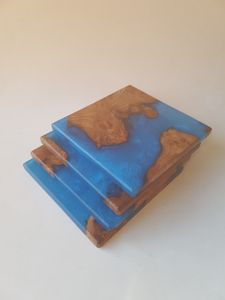 Classic Style Natural Wood & Resin Tea Cup Coaster With River Design High Quality Resin & Wood Coaster at <b>Low</b> Price - Product Image 3