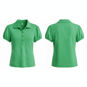 <b>Women's</b> Black Short Sleeve Polo Shirt Solid Color Knitted Casual <b>Top</b> Regular Length - Product Image 1
