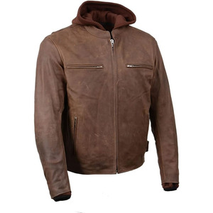 Veste de moto en cuir premium pour homme SAMROZ SPORTS avec doublure amovible et capuche ventilée - Product Image 1