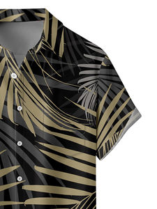 Chemise décontractée à manches courtes en satin tricoté respirant, style vacances hawaïennes, imprimée sur mesure pour hommes, idéale pour l'été et la plage, chemises Aloha bleues - Product Image 4