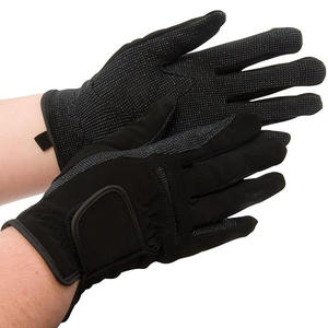 Guantes de equitación de alta calidad, ligeros y con el mejor agarre, de gamuza sintética negra para una apariencia profesional. - Product Image 1