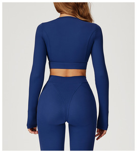 Veste de sport unie pour la gym et le yoga avec poches, veste de yoga blanche pour l'entraînement matinal, veste de yoga slim à séchage rapide - Product Image 6