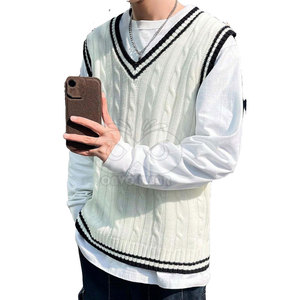 Gilet en tricot tendance pour homme, léger, sans manches, style décontracté, streetwear, vente en gros de vêtements - Product Image 6