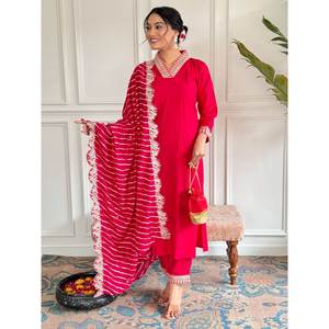 Hermoso Salwar Kameez de Algodón para Fiestas, Talla XL, Top y Pantalón con Dupatta, Elegante Ropa de Fiesta - Product Image 1