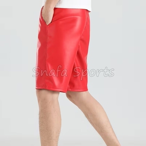 กางเกงขาสั้นผู้ชายรุ่นใหม่ กางเกงหนังคาร์โก้ผู้ชาย สีตามสั่ง เอวสูง ยูนิเซ็กซ์ มีเชือกผูก กางเกงขาสั้นสีพื้น - Product Image 4