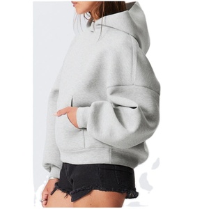 Women Regular Sleeve No String <b>Hoodie</b> 100% Cotton Heavyweight Custom Print Autumn Cropped Regular Fit Hoodies & Sweatshirts - Product Image 4