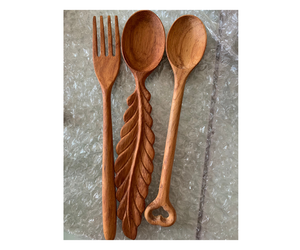 Cuillère en bois rouge/bois d'acacia de haute qualité, cuillère et fourchette en bois pour la cuisine domestique, ustensiles écologiques fabriqués au Vietnam - Product Image 5