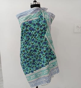 Indian Manufacturer Export Jaipuri Style Handmade 100% Cotton <b>Sarong</b> Boho Scarf Floral Beachwear Quick Dry Breathable - Product Image 1