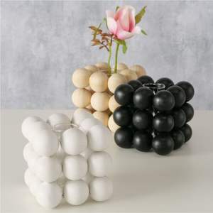 Florero moderno de metal con textura de burbujas, florero decorativo negro brillante de lujo para centros de mesa de boda y decoración del hogar. - Product Image 6