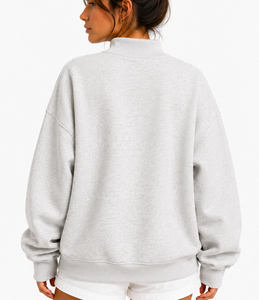 Sweat-shirt à col montant oversize pour femme El Mora avec logo personnalisé brodé, en molleton de coton doux, style streetwear décontracté - Product Image 6
