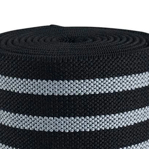 Genouillère tricotée de qualité supérieure, rayures noires et grises, fermeture auto-agrippante, respirante, protection par compression, unisexe, toutes saisons 2026 - Product Image 5