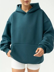 เสื้อสเวตเชิ้ตคอกลมโอเวอร์ไซส์สำหรับผู้หญิง สีพื้น แขนยาว ทรงหลวม ระบายอากาศได้ดี ผลิตจากผ้าถักโพลีเอสเตอร์/คอตตอนบุซับใน - Product Image 4