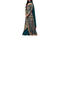 Vestido Salwar Kameez Étnico de Longitud Regular con Bordado en Relieve, para Fiestas, Estilo Indio-Pakistaní, de Poliéster de Secado Rápido - Product Image 1