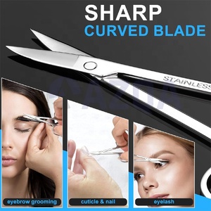 Ensemble de ciseaux à ongles professionnels avec logo personnalisé vente à chaud en acier inoxydable ciseaux incurvés pour les poils du nez et des sourcils - Product Image 5