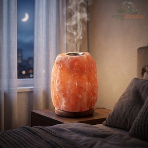 Lámpara Difusora de Aceite Aromático de Sal del Himalaya Natural, Quemador de Aceite Esencial Hecho a Mano, Luz Nocturna con Base de Madera para Spa - Product Image 5