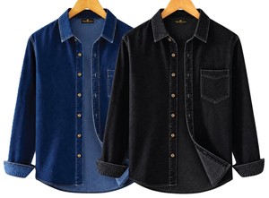 <b>Men's</b> Solid Polyester/Cotton <b>Denim</b> <b>Shirts</b> Full Sleeve Washed Quick Dry Casual <b>Shirts</b> - Product Image 4