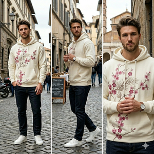 Sweat à capuche personnalisé brodé pour hommes et femmes, broderie personnalisée, pull épais, sweats à capuche graphiques décontractés, sweats à capuche à motif de fleurs de cerisier - Product Image 6