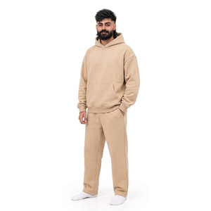 Survêtement unisexe épais 2-en-1 imprimé bleu à capuche, manches longues, couleur unie, coton délavé, streetwear, poches latérales, coupe classique - Product Image 3