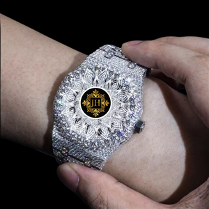 Premium Fully Iced-Out Full White <b>Automatic</b> Watch for Men Premium Diamond-Cut Steel <b>Wristwatch</b> Hip-Hop Bling Fashion Timepiece - Product Image 4