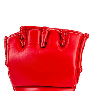ถุงมือ MMA หนังสีแดงแบบกำหนดเองได้ ครึ่งนิ้ว ปิดข้อมือด้วยเชือกผูก สำหรับฝึกศิลปะการต่อสู้ ใช้ได้ทั้งชายและหญิง - Product Image 1