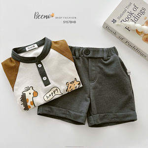 Conjunto de Ropa Infantil de Alta Calidad con Estampado Animal, Camisetas y Pantalones Cortos para Niños, Ropa para el Hogar, Ropa de Calle, Conjuntos para Niños Pequeños - Product Image 5