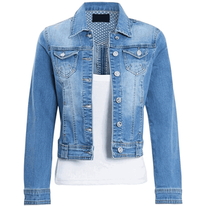 Chaqueta vaquera retro para mujer con botones en la parte delantera, manga larga, ropa exterior informal clásica - Product Image 6