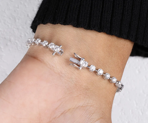 Round Cut Lab Grown Diamond <b>Stacking</b> Tennis <b>Bracelet</b>, 14K Gold Luxury Tennis <b>Bracelet</b>, Jewelry Gift For Anniversary & Birthday - Product Image 6