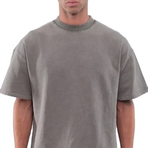 T-shirts personnalisés 2026 100 % coton à épaules tombantes pour hommes – Qualité supérieure, col montant uni, coupe courte, épais, ample et oversize à col rond - Product Image 1