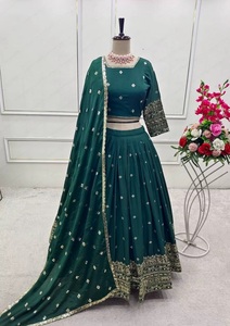 Indian Pakistani Ethnic Georgette Lehenga Choli Dupatta Set Heavy Sequence Embroidery Art <b>Silk</b> <b>Fabric</b> for Party Occasions Indian - Product Image 1