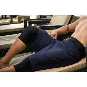 Custom Logo High Quality Eco-Friendly Polyester Woven <b>Men</b> Mid Elastic Waist Awrah <b>Shorts</b> Solid <b>White</b> Color Beach Muslim 180g - Product Image 6