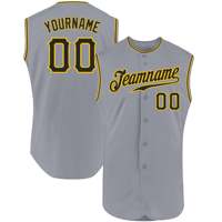 Uniforme de baseball gris, noir et doré, directement de l'usine, en maille respirante, à séchage rapide, avec impression de logo personnalisé, production en gros