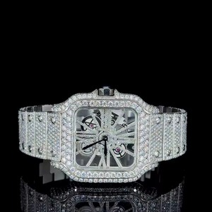 Montre mécanique sertie de moissanite, bracelet en acier inoxydable, cadran en cristal saphir, analogique, vintage, ETA 20 mm, boîte de luxe pour soirée - Product Image 1