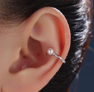 Manchette d'oreille en argent sterling sans perçage, avec perle, argent, or ou or rose, simple et minimaliste - Product Image 2