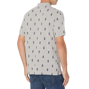 Polo pour homme gris à manches courtes, imprimé ananas, en coton Oxford, coupe classique, boutonné, décontracté - Product Image 6