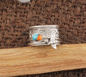 Wholesale Sterling Silver Spiny Oyster <b>Turquoise</b> Classic Vintage Handcrafted Bee <b>Ring</b> for Women Boho Ethnic Party Wedding - Product Image 4