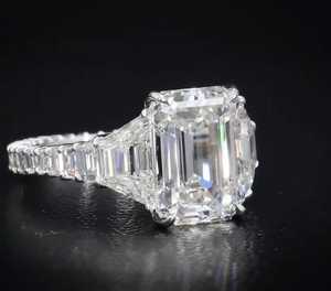 Gorgeous 3Ct Emerald Cut White Moissanite Sparkly Full Eternity Ring Original 925 Sterling Silver Wedding Bridle Proposal Gift - Product Image 3