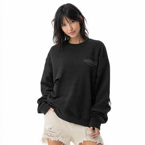 Sweat-shirt court à col rond délavé pour femme, style jogger ample, tie-dye, oversize - Product Image 5