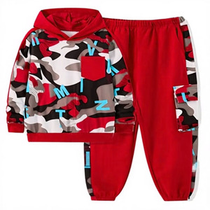 Ensemble survêtement enfant camouflage personnalisé en coton et polyester polaire, sweat-shirt à capuche et pantalon à taille élastique, idéal pour l'hiver, OEM - Product Image 3