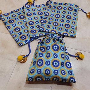 Handmade Evil Eye Potli <b>Bag</b> Fabric Drawstring Party Favor Pouch for Wedding Return Gifts Baby <b>Shower</b> Birthday Celebration - Product Image 5