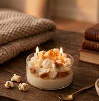Bougie votive artisanale au parfum de pop-corn en pot de verre, avec couche de cire de caramel, en cire de soja parfumée, longue durée, pour décoration de mariage et de maison, cadeau