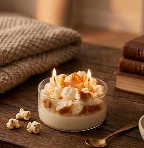 Vela Aromática Artesanal de Palomitas de Maíz en Frasco de Vidrio con Cubierta de Cera de Caramelo, Vela Decorativa de Cera de Soja Perfumada para el Hogar, Regalo - Product Image 1