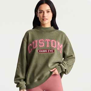 เสื้อสเวตเชิ้ตคอเต่าทรงหลวมพรีเมียม ปักลาย  สำหรับผู้หญิงไซส์ใหญ่ ผ้าฟลีซคอตตอนเนื้อนุ่ม สวมใส่สบาย ทรงโอเวอร์ไซส์ - Product Image 1