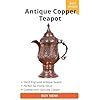 Théière en cuivre antique avec motif floral gravé sur base en bois - Product Image 4