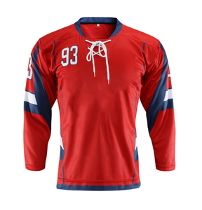 Maillot de hockey sur glace personnalisé à manches longues avec lacets, uniforme d'équipe, nom et numéro personnalisés, vêtements de sport, fabricant OEM ODM en gros - Product Image 3