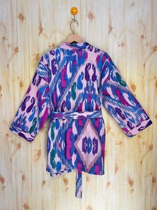 Bata Kimono con Estampado de Dibujos Animados para Mujer, Suave y Transpirable, 100% Algodón, Camisón de Verano Hecho a Mano, Cuello en V, Cintura Elástica, Largo hasta la Rodilla/Completamente Largo - Product Image 3