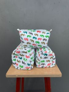 Cotton Elephant Print Cosmetic <b>Bag</b> Set With Drawstring Closure <b>For</b> Daily Use Travel <b>Pouch</b> <b>For</b> <b>Women</b> Daily Use <b>bags</b> from India - Product Image 4