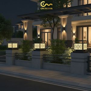 Lámpara de poste para puerta de acero/inoxidable de 1 año de duración, 3500K (blanco cálido), Viet Nam CM Decor, para exteriores/paredes/villas/jardines, CA 220V (± 10%), LED negro - Product Image 2