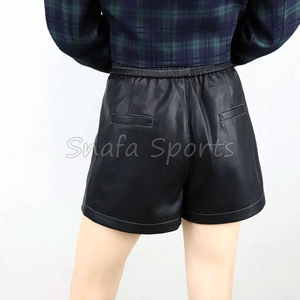 Shorts en cuir véritable 100% pour femmes, design personnalisé, streetwear, style tendance, prix raisonnable, services OEM disponibles - Product Image 2