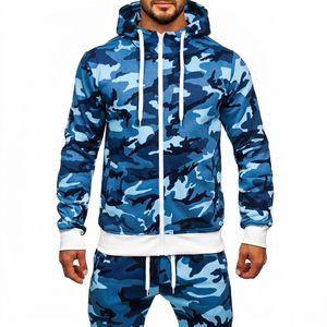 Conjunto Deportivo Personalizado para Hombre, Camuflaje en Tonos Grises, Sudadera con Capucha y Cierre Completo, Pantalones Deportivos, 2 Piezas - Product Image 6